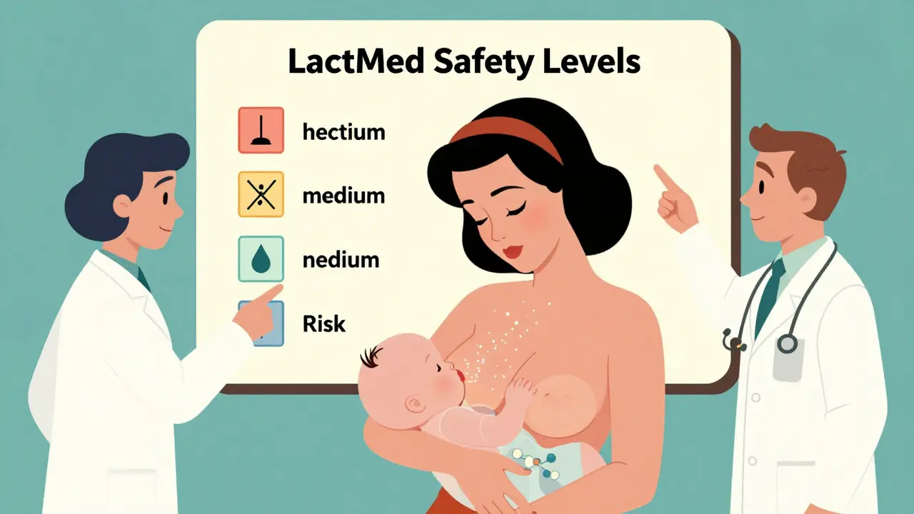 Mother breastfeeding as safe medication molecules gently pass into breast milk.